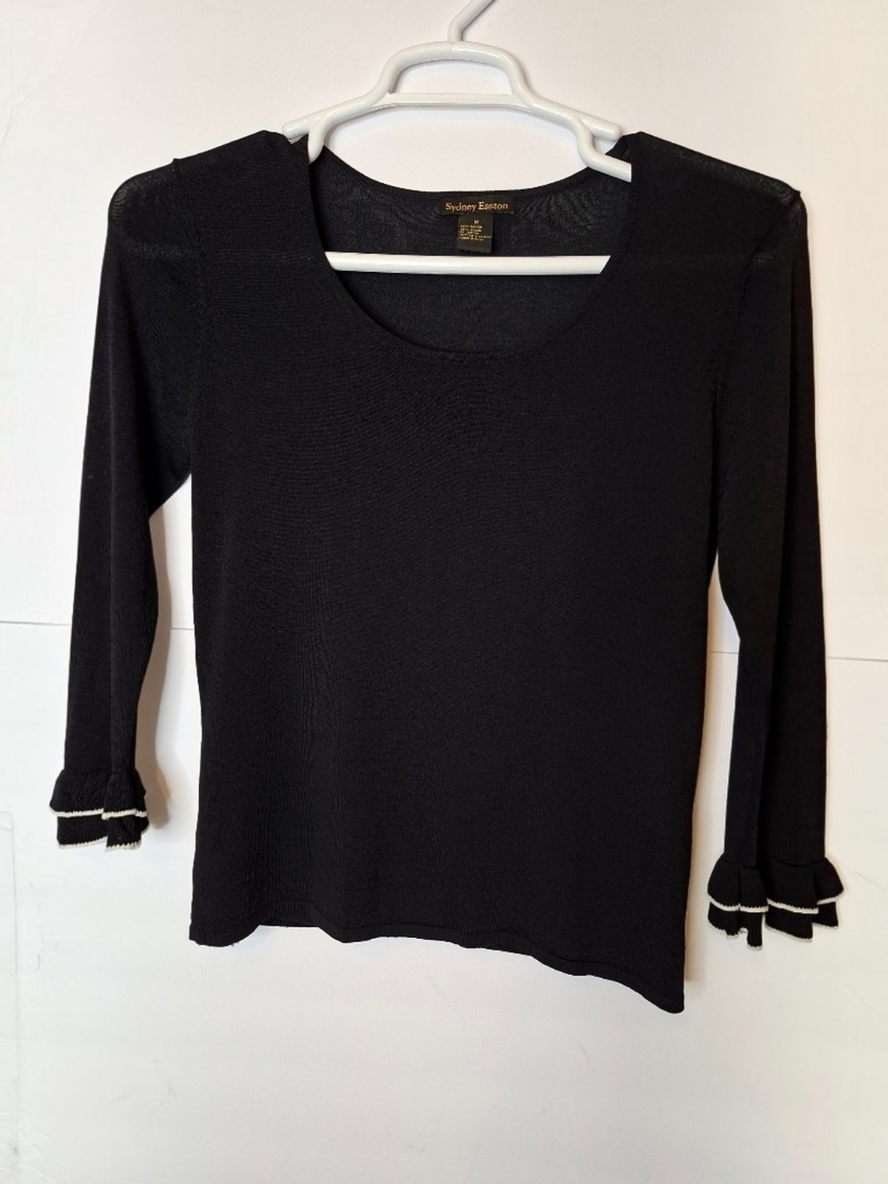 Vintage Style Black Scoop Neck Knit Top by Sydney Easton